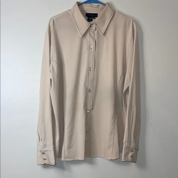 Ninety Women’s Cream Collared Dress Shirt Size 2X #219 - Picture 1 of 6